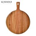 Large Cutting Board Multipurpose Wooden Pizza Pan with Long Handle Round Cutting Board for Vegetables Cake Bread Steak Kitchen Serving Tray Platter Wood Cutting Board. 