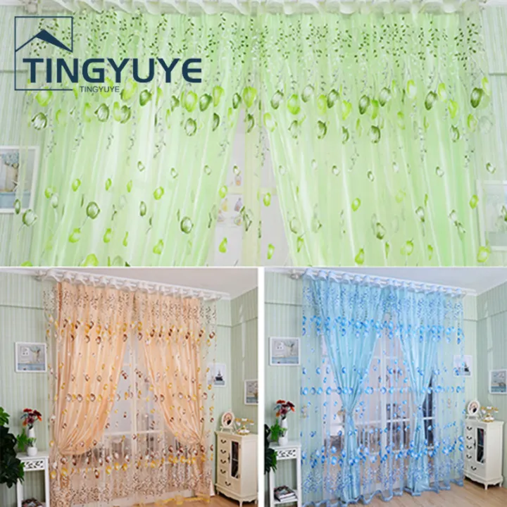 Tulip%20Flower%20Voile%20Curtain%20Drape%20Panel%20Room%20Sheer%20Home%20Door%20Window%20Decoration%20-%20Image%203