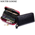 Genuine Leather Long Zipper Card Holder Wallets RFID Business Credit Card Holder Women Clutch Wallets Passport Holder Coin Purse. 