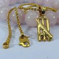 BOOM Gold Plated chein 2MM Diamond Chain with Beautiful cricket pendant  for women girl and men, boys. 