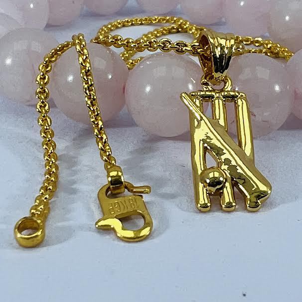 BOOM%20Gold%20Plated%20chein%202MM%20Diamond%20Chain%20with%20Beautiful%20cricket%20pendant%20%20for%20women%20girl%20and%20men,%20boys%20-%20Image%208