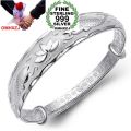 【ZOSR】fashion Double fish lotusn woman kpop star Fine 999 Sterling Silver adjustable bracelet Bangles gift SZ17. 