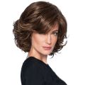 【Free shipping】 Thick Daily Smooth Heat Resistant Fiber False Female Hair Extension Invisible Natural Syhthetic Wig Women Bob Hair Ladies Curly Wigs Short Brown Wavy Wig. 