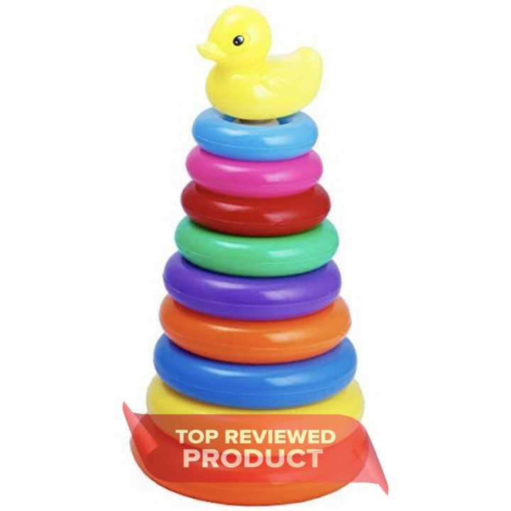 9 Plastic Rainbow Color Stacking Rings Tower Toy