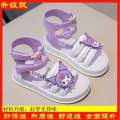 2024 Girls Purple Kuromi Cartoon Sandals Summer Internet Celebrity Childrens Outdoor Light soled Roman Princess Shoes. 