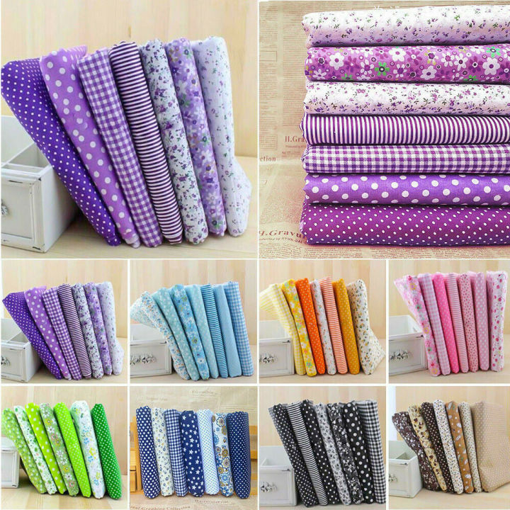 7pcs 25*25cm Square Cotton Fabric Cloth Sewing Patchwork Assorted Pre Cut Handicraft Diy Handmade Craft Material