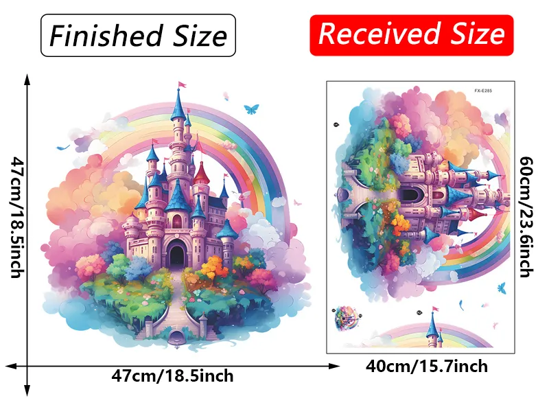 Kids Wall Decal - Flying Dragon & Princess Castle Fairy Tale Mural Sticker, Large Black Vinyl Decor For Bedroom - View #11