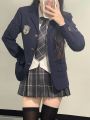 jk Uniform Suit Genuine Suit Jacket Women's College Style Cute Plaid Skirt Full Suit Spring and Autumn Three-Piece Women's Clothing. 