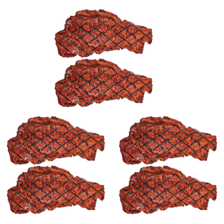 6Pcs Artificial PVC Steak Simulation Food Model Cooked Roast Beef Meat ...