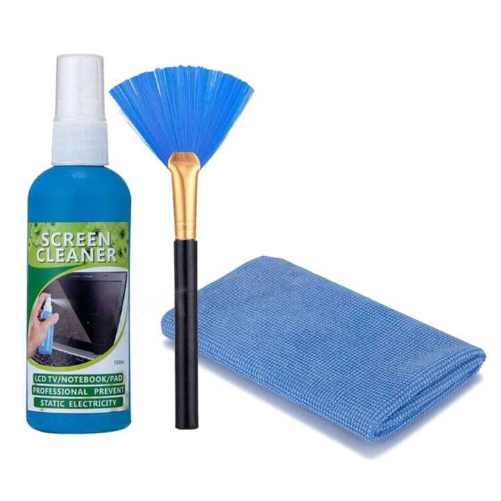 3 in 1 Laptop Cleaning Kit Monitor TV PC LED LCD Screen Cleaner Cloth Brush