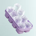 1Pc 8 Cell Food Grade Silicone Mold Ice Grid With Lid Ice Case Tray Making Mold MLK. 