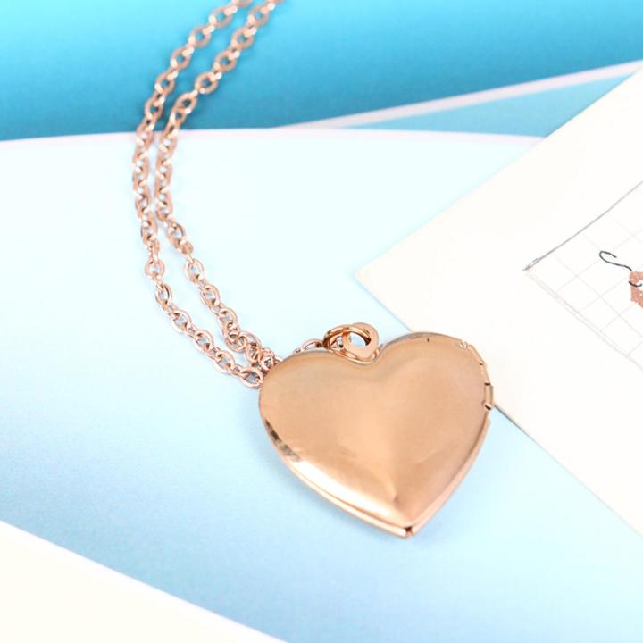 Heart Locket Pendants Necklaces For Women photo frame Valentine lovers Necklace