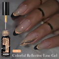 LILYCUTE Reflective Glitter Liner Gel Nail Polish Gold Silver Semi Permanent Soak Off UV Graffiti Stripe DIY Painting Nail Gel. 