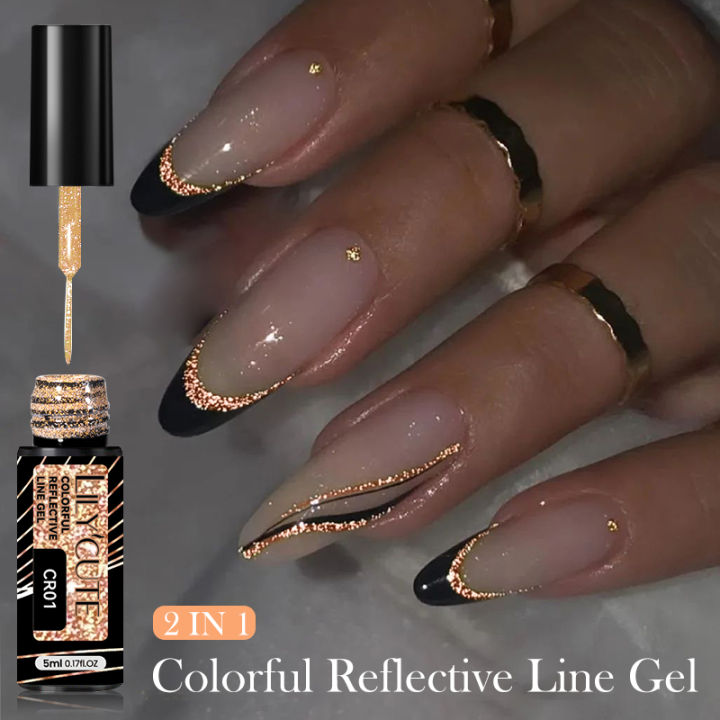 LILYCUTE%20Reflective%20Glitter%20Liner%20Gel%20Nail%20Polish%20Gold%20Silver%20Semi%20Permanent%20Soak%20Off%20UV%20Graffiti%20Stripe%20DIY%20Painting%20Nail%20Gel%20-%20Image%202