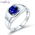 【ZIME】LOVERJEWELRY Men Rings Luxury  Sapphire Man Wedding Ring Solid t White  Natural Diamonds Jewelry For Father Gift. 