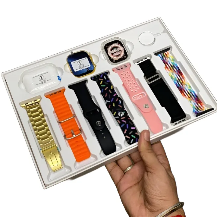 Hiwatch%20i20%20Ultra%202%20,%203%20MAX%20Suit%20SmartWatch%20+%20Airpods%20Pro%20with%20Transparent%20Screen%20Guard%20Watch%20with%20Seven%20Decorated%20Straps%20-%20Image%207