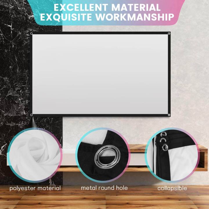 Projector%20Screen%20for%20Home%20Theater%20White%20Foldable%20Anti-Crease%20(72Inch)%20-%20Image%202