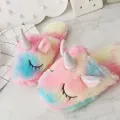【WEJA】QZH Unicorn Plush Ladies Children Adult Kid Indoor Warm Cotton Slippers Girls Boys Slippers Fluffy Plush. 
