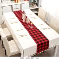 Yarn-Dyed Polyester Cotton Holiday Red Black Plaid Table Runner Tablecloth Home Decoration Christmas. 
