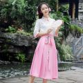 Women's Han Chinese Clothing Improved Spring and Summer Princess Costume Suit Republic of China Style Retro Outfit Casual Clothes Class Uniform Set. 