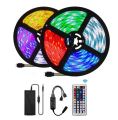 2835 RGB LED Strip Light With Power Adapter 300 LEDs/5m DC 12V High Lumen Flexible LED Diode Tape Ribbon Lamp 24 Key IR Remote 5M USB LED Light Strip Background Lighting RGB Backlight Remote Controller Lighting With Warranty 2M/5M. 