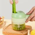 4 In 1 Handheld Electric Vegetable Cutter Set,Food Processor For Garlic Pepper Chili Onion Celery Ginger Meat. 