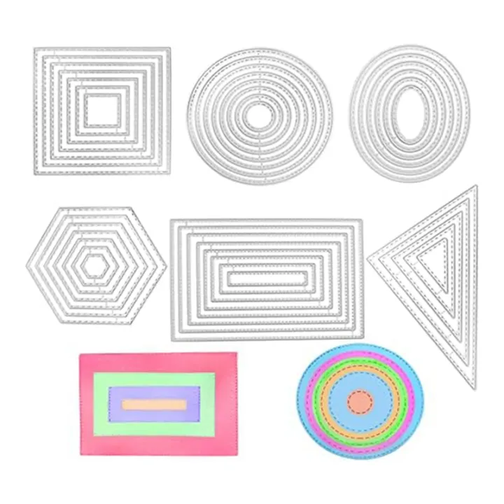 6 Piece Cutting Die Stencils Metal Set Different Shape Die Cut Polygon ...