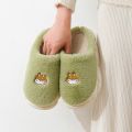 2022 Winter New Cotton Slippers Indoor Thickening Warm Cotton Shoes Solid Color Cartoon Embroidery Home Non-slip Women Slippers. 