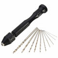 Mini Micro Aluminum Hand Drill 10Pcs Twist Drills Rotary Tools. 