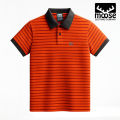 Moose Boys' Stripe Assorted polo - Orange Crush. 