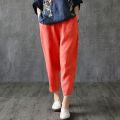 【2024】 Women's Harem Pants Summer Cotton Linen Capri Pants Breathable Ankle-Length Trousers Casual Retro Loose Mom Pant Solid Pockets. 