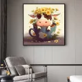 Cartoon teacup cow diy diamond painting full of diamonds full stickers animal flowers scenery living room handmade diamond painting full of diamonds 5d. 