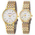 New Korean Style Business Steel Belt Local Gold Men's Watch   Fashion Couple Watch Gold Steel Strap Women's Watch. 