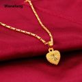 Wenefang Original Heart 24k 999 Pure Gold Color Pendant For Women Necklace Fine Plated 18K Jewelry Love Clavicle Chain Necklace Valentine's Da. 