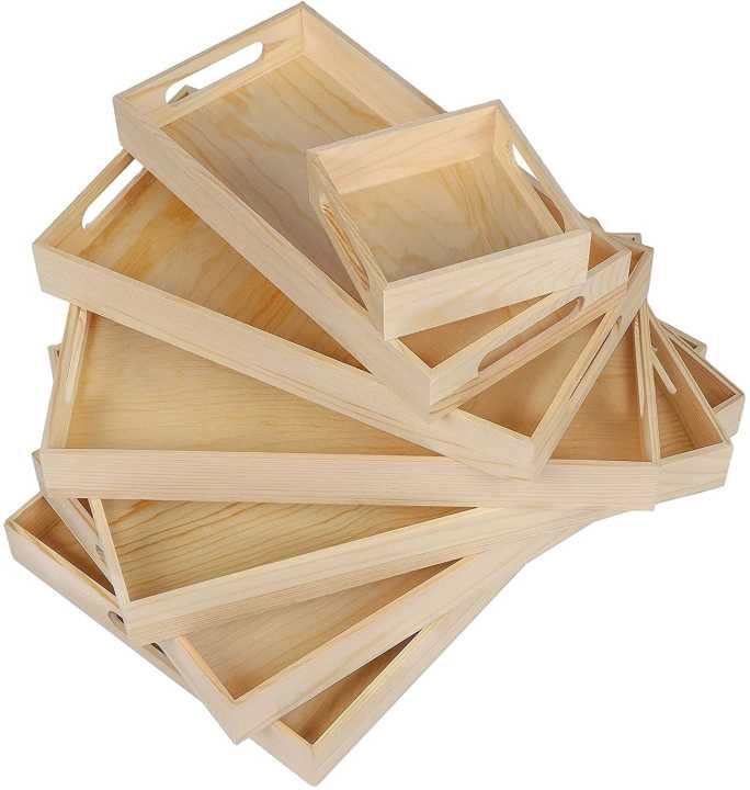 Wooden Handcraft Food Unique Divide Cookie Bamboo Fruit Serving Tray (14x11x3 INCHES)