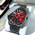 Fashion Mens Car Wheel Watches Luxury Stainless Steel NOT ROTATE. 