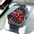 Fashion Mens Car Wheel Watches Luxury Stainless Steel ROTATE. 