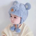 Lovely Winter Baby Bear Hats Soft Outdoor Newborn Bonnet Hats Ear Protection Fleece Wool Boys Girls Beanie Cap Kids. 