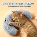 Cat and Dog Pillow Pet Cat Pillow Sleeping Pillow Plush Toys Pet Supplies PP Cotton Filling Cervical Protection Plush Cat and Dog Sleeping U-Shaped Pillow. 