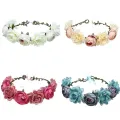 Elegant Hair Flower Crown Trendy Handmade Delicate Wedding Party Hair Wreath Headband Cloth Girls Cloth Flower Headband for Wedding Party Festival Photoshoot  Wear. 