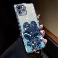 For Infinix Hot 40 / Hot 40i / Hot 40 Pro Back Cover with Cute Rabbit Makeup Mirror Stand Luxury Gradient Shiny Plating Glitter Women Phone Case Clear Soft Silicone Protective Cases Pouch Girls. 
