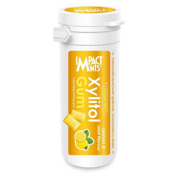 Impact Mints Sugar Free Xylitol Chewing Gum Lemon & Mint Flavour 30g