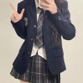 jk Uniform Suit Genuine Suit Jacket Women's College Style Cute Plaid Skirt Full Suit Spring and Autumn Three-Piece Women's Clothing. 