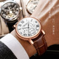 DGSenpi Men's Multi-Functional Waterproof Big Dail Watch Ge-nuine Leather Strap Calendar Quartz Watch. 