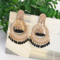 Classic Vintage Gold Color Round Dangle Earrings Women's Bohemian Flower Bells Pearl Tassel Earrings Jhumka Indian Jewelry. 