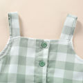 Girls Summer Outfits Sleeveless Plaid Top Pants 2pcs Clothes Set. 