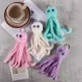 Fluffy Keychain Octopus Shape  and cat Ear key tag Fur Ball Key Chain Rings fur ball keytag. 