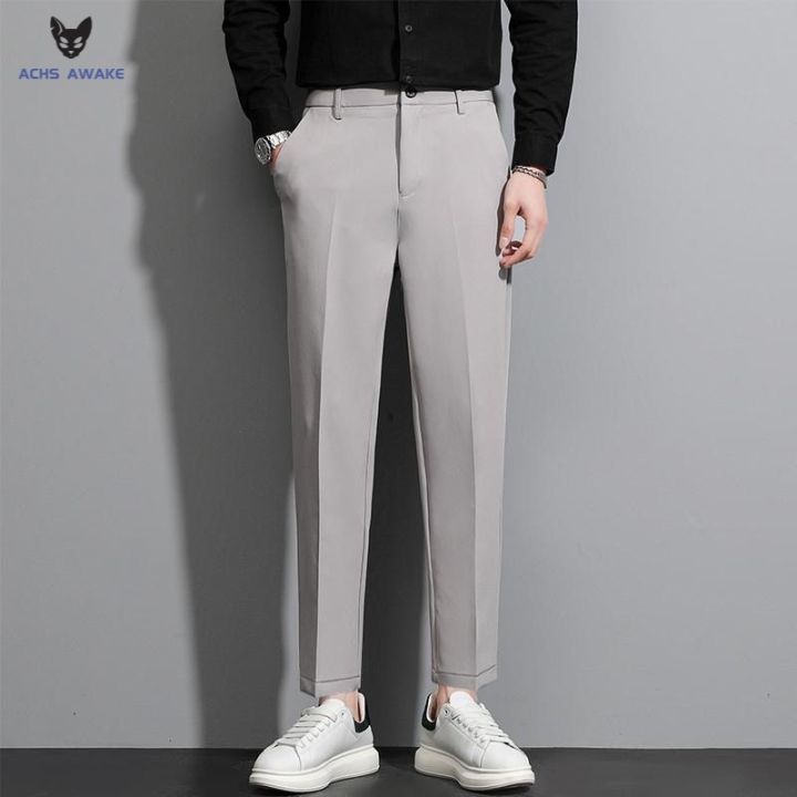 ACHS%20AWAKE%20Business%20Clothing%20Suit%20Pants%20Men's%20Trendy%20Drape%20Casual%20Straight%20Trousers%20Summer%20Ice%20Silk%20Cropped%20Pants%20-%20Image%209