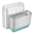 FORIDE Aluminum Foil Bread Frying Pan,50Pcs Disposable Mini Bread Pan with Lid,Small Bread Tin,Baking Cup,Dessert Pan Container. 