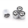 【Silver】 DSYCAR 4Pcs/Set Zinc Alloy Animal Footprint Style Tire Valve Stem Cap Tire Wheel Stem Air Valve Caps for Auto New. 